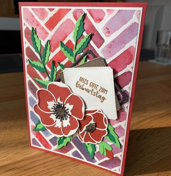 Geburtstagskarte Rot Mohnblüten